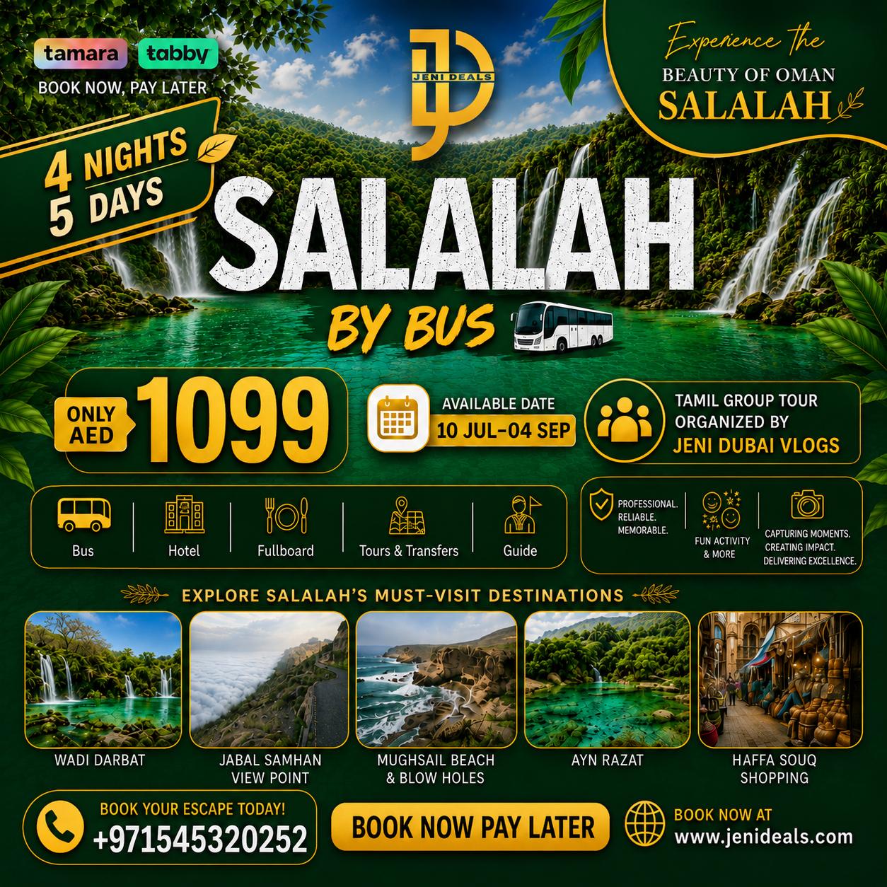 Salalah Khareef 2026 Tour from Dubai – 4 Nights 5 Days | Jeni Deals